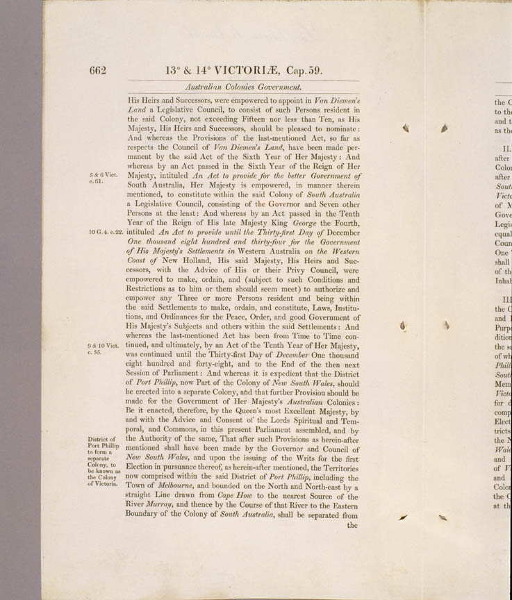 Australian Constitutions Act 1850 (UK), p662