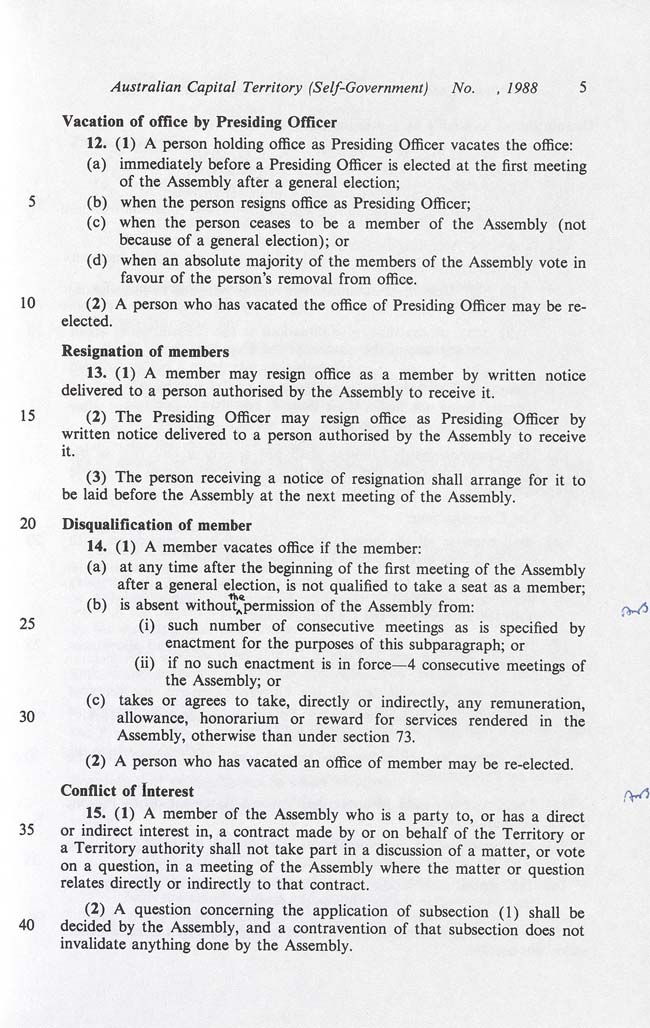 Australian Capital Territory (Self-Government) Act 1988 (Cth), p5