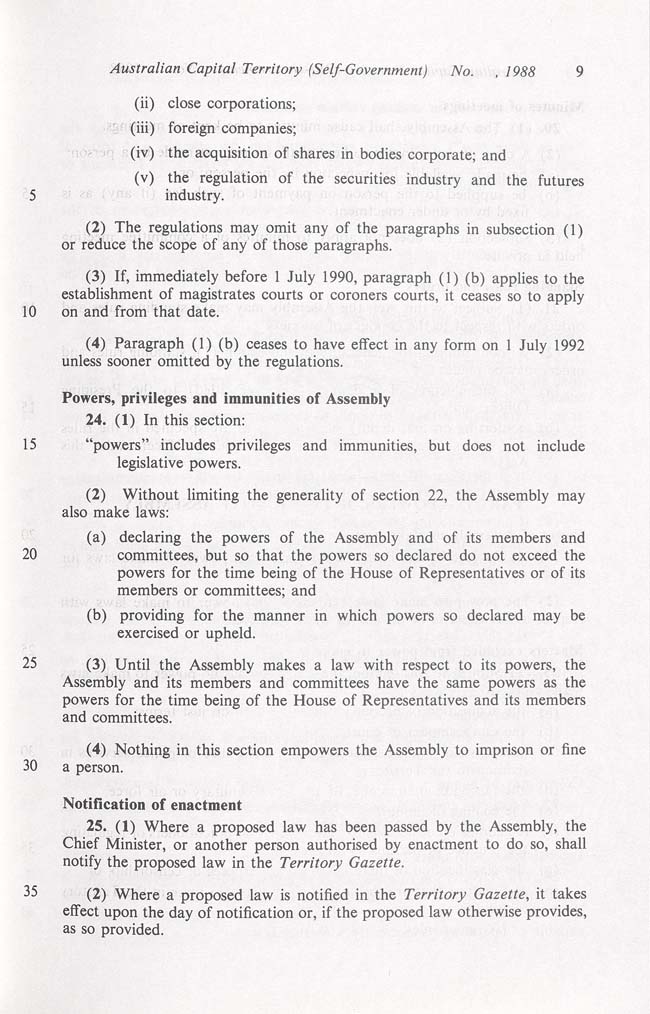 Australian Capital Territory (Self-Government) Act 1988 (Cth), p9
