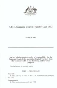 ACT Supreme Court Transfer Act 1992 (Cth), p1