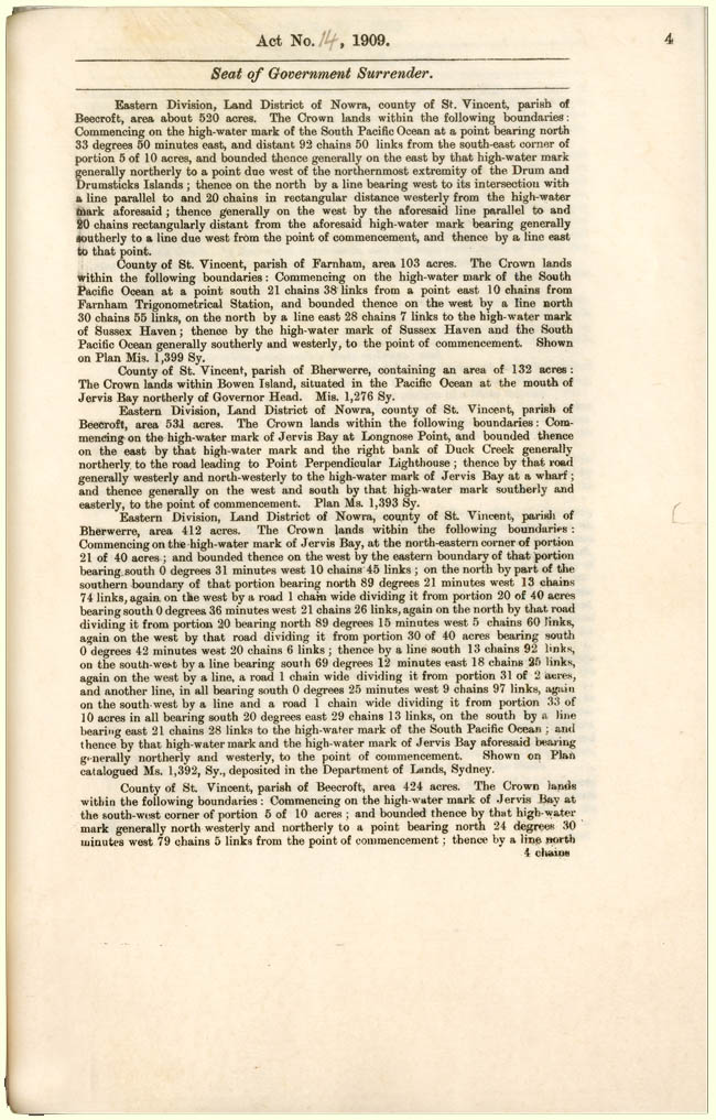 Seat of Government Surrender Act 1909 (NSW), p4