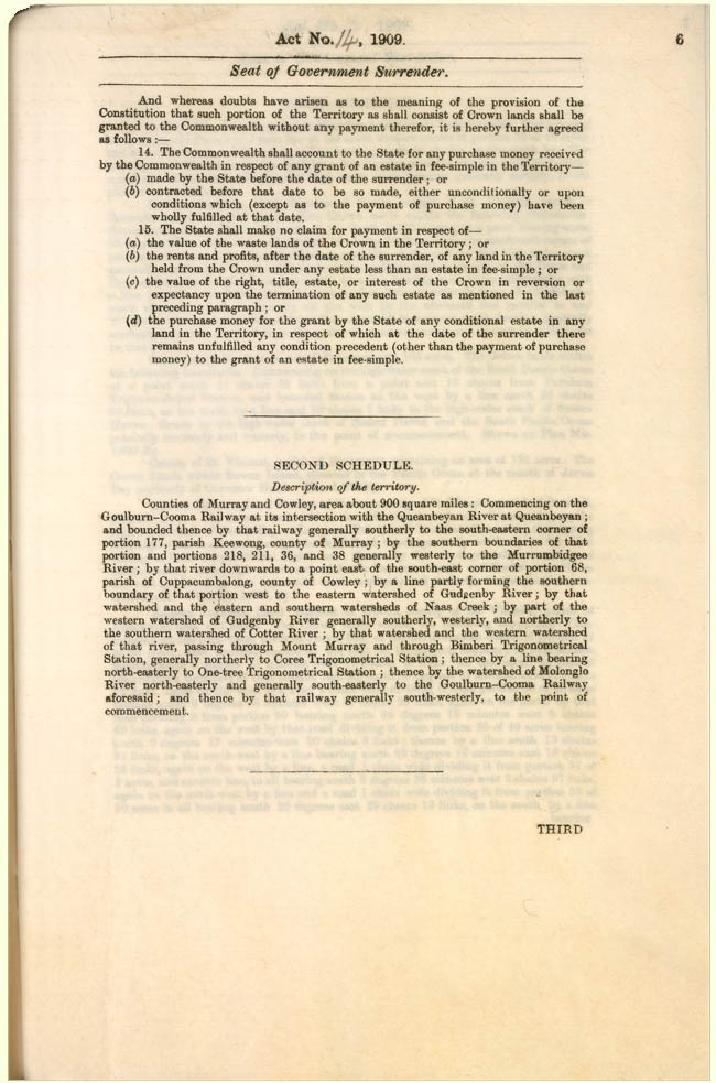 Seat of Government Surrender Act 1909 (NSW), p6