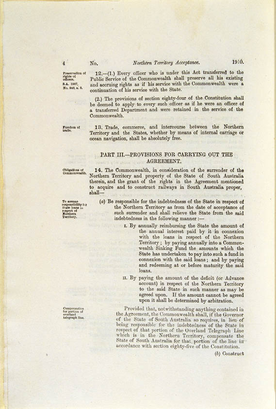 Northern Territory Acceptance Act 1910 (Cth), p4