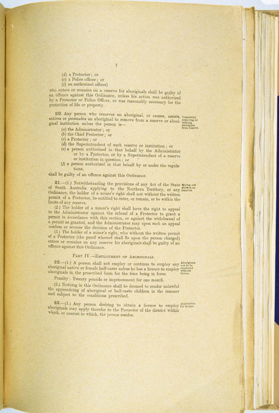 Aboriginals Ordinance No. 9 of 1918 (Cth), p7
