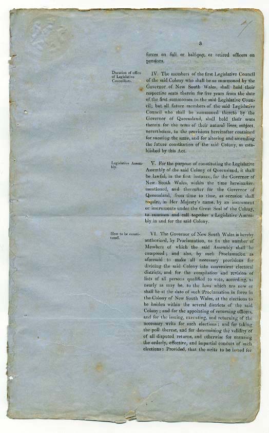 Order-in-Council establishing Representative Government in Queensland 6 June 1859 (UK), p7