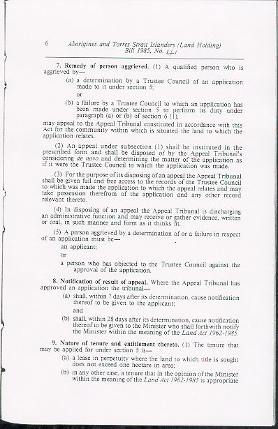 Aborigines and Torres Strait Islanders (Land Holding) Act 1985 (Qld), p6