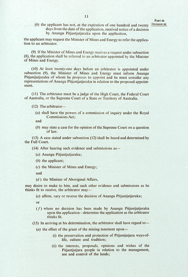 Pitjantjatjara Land Rights Act 1981 (SA), p11